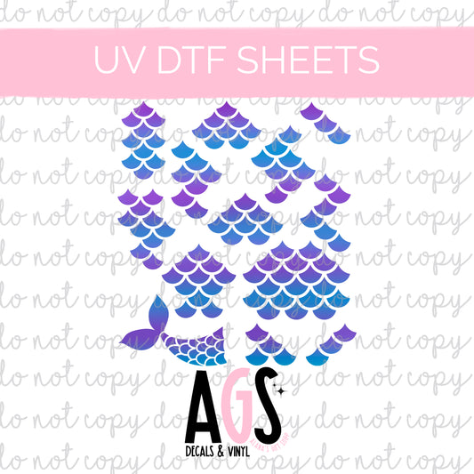 UV DTF SHEET - Mermaid Teal & Purple