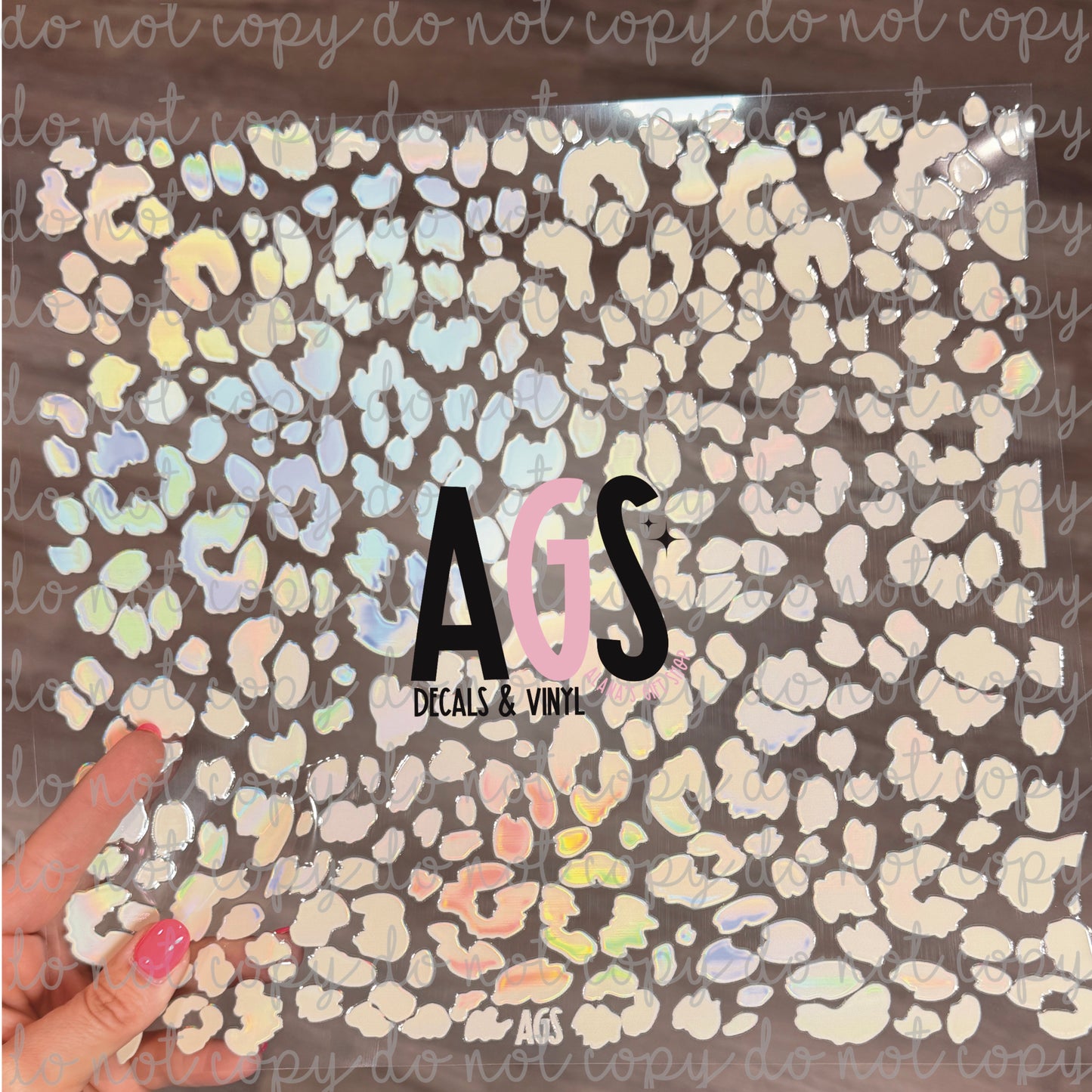 METALLIC UV DTF SHEET 065 Leopard - Cream - Rainbow