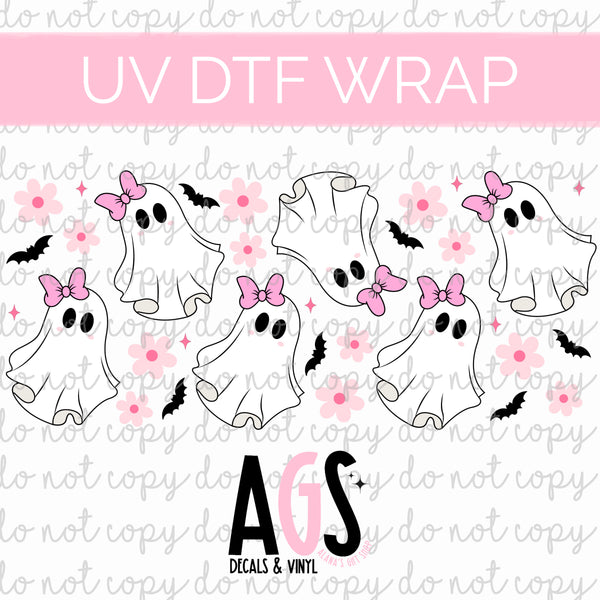 UV DTF WRAP 145 Pink Flower Ghosts