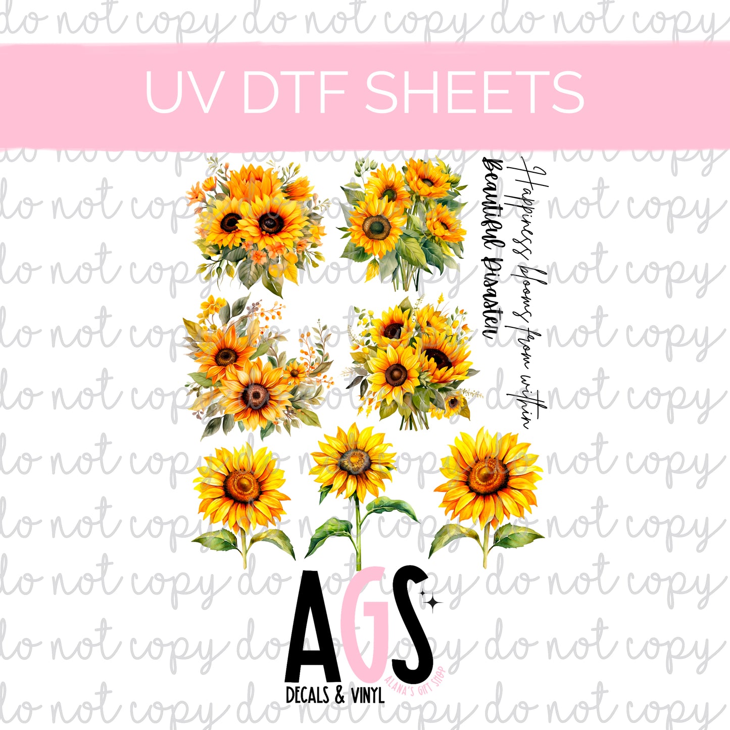 UV DTF SHEET- Sunflower Bouquet