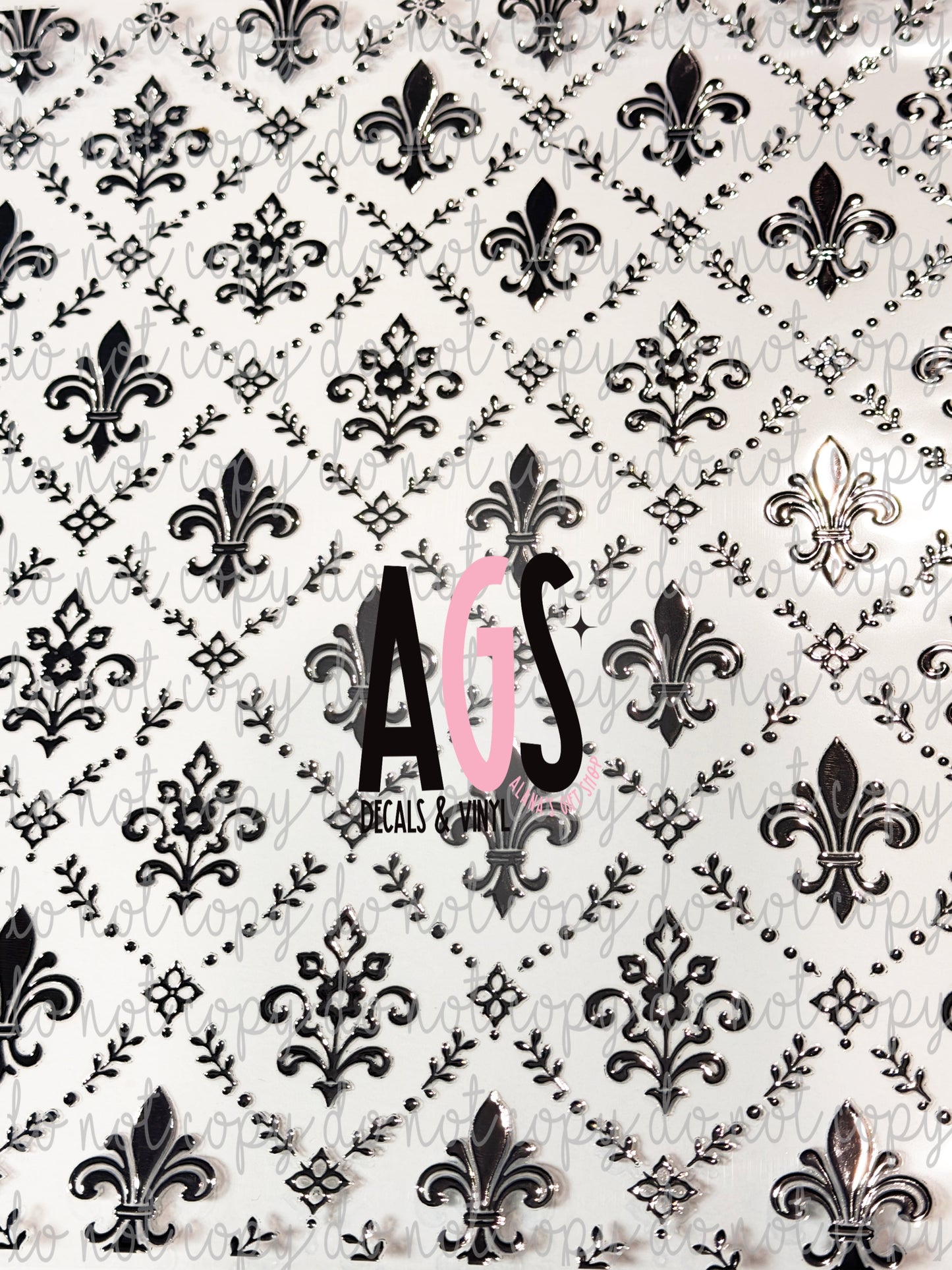 METALLIC UV DTF SHEET 043 Fleur De Lis - Silver Metal