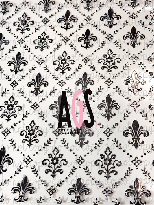 METALLIC UV DTF SHEET 043 Fleur De Lis - Silver Metal