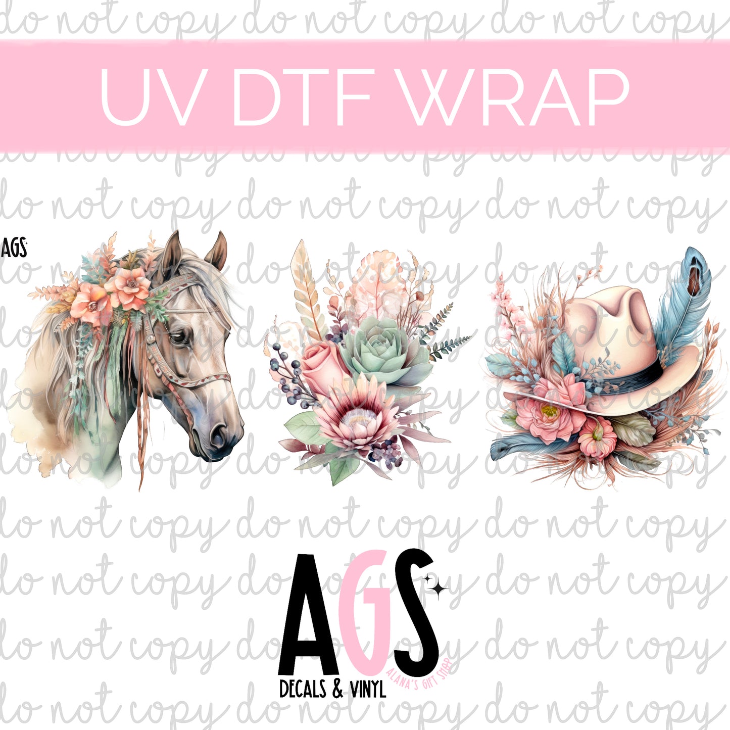 UV DTF WRAP-050 Pretty Western Decals #1