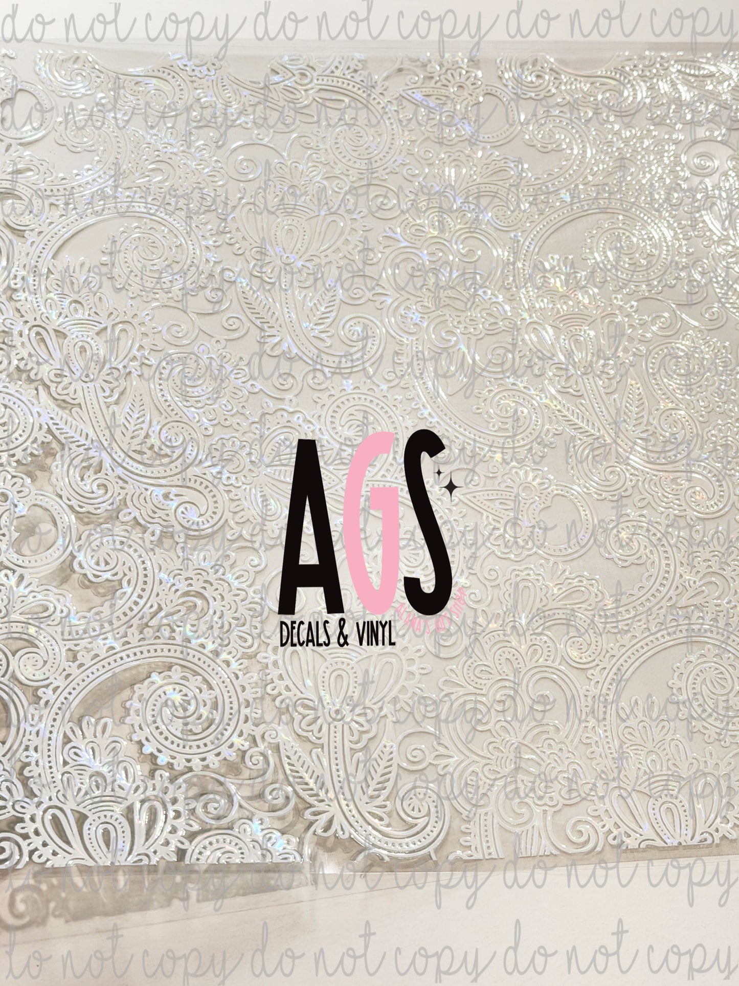 METALLIC UV DTF SHEET 046 Tooled Leather - White - Rainbow