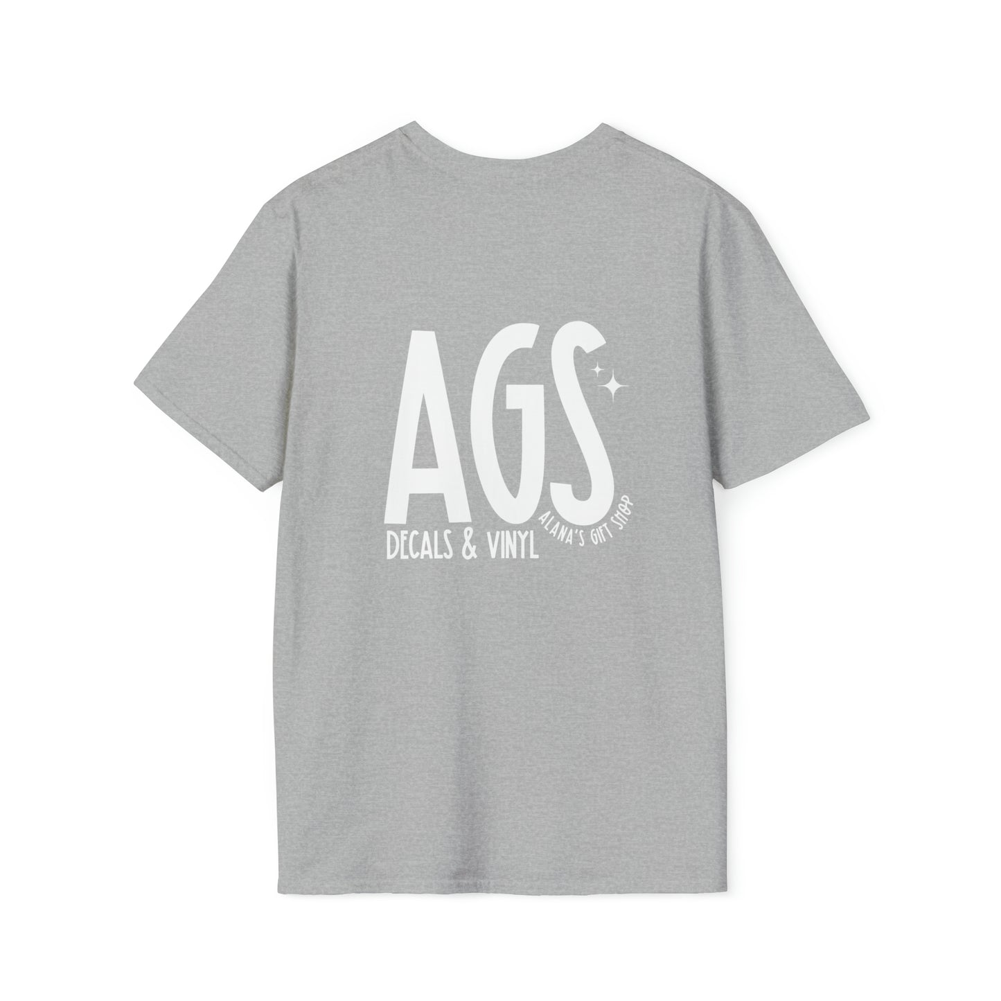 AGS White Logo, front/back, Unisex Gildan 64000 Softstyle T-Shirt