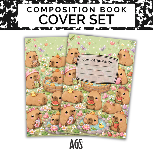 COMPOSITION NOTEBOOK COVER SET - 018 Capybara Garden