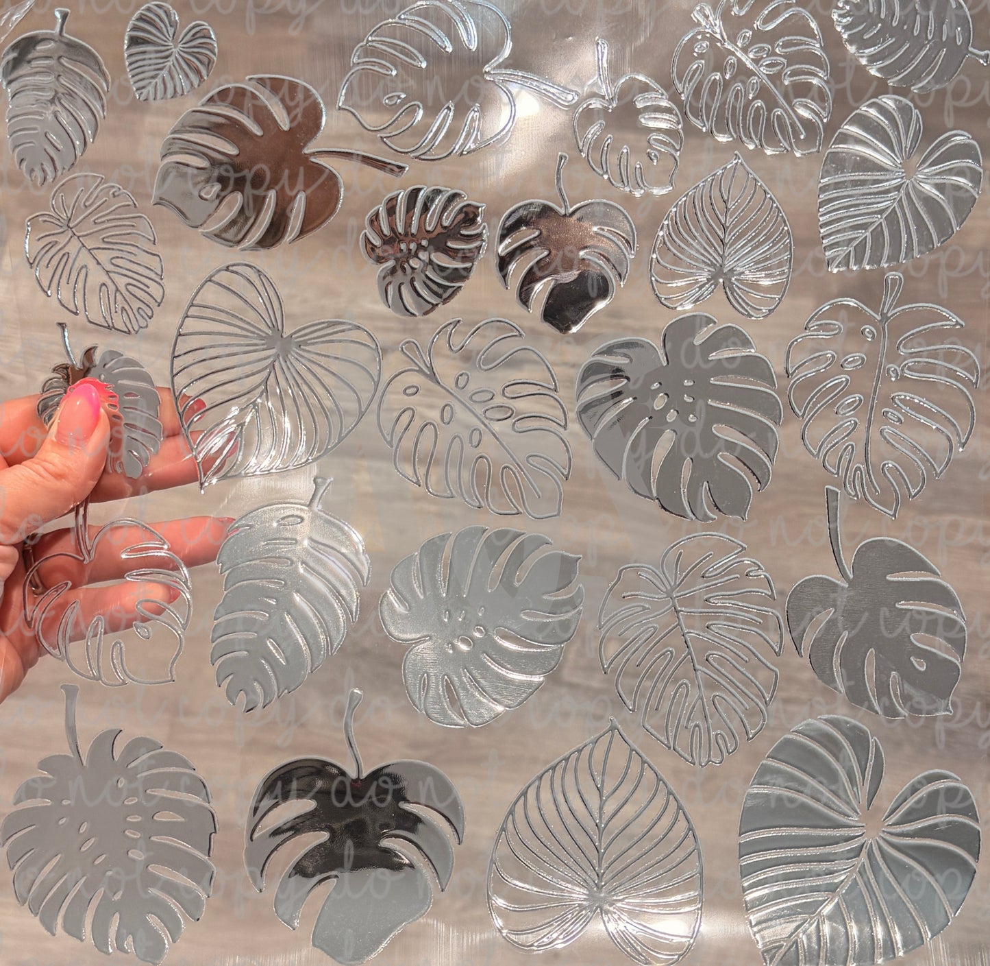 METALLIC UV DTF SHEET 064 Monstera - Silver
