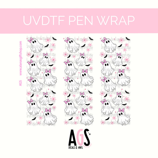 PEN WRAP 058 Pink Flower Ghosts