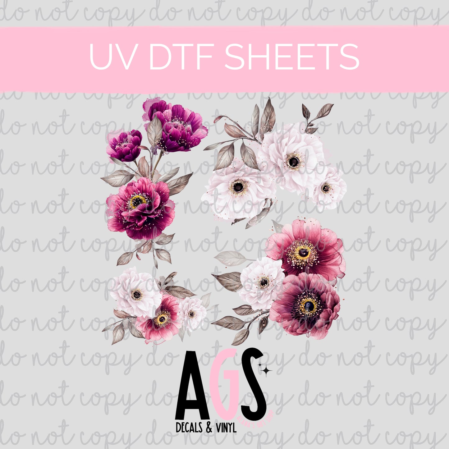 UV DTF SHEET 070 Bouquets Of Romance