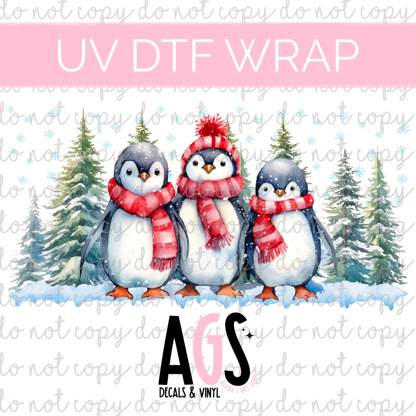 UV DTF WRAP 058 Three Winter Penguins