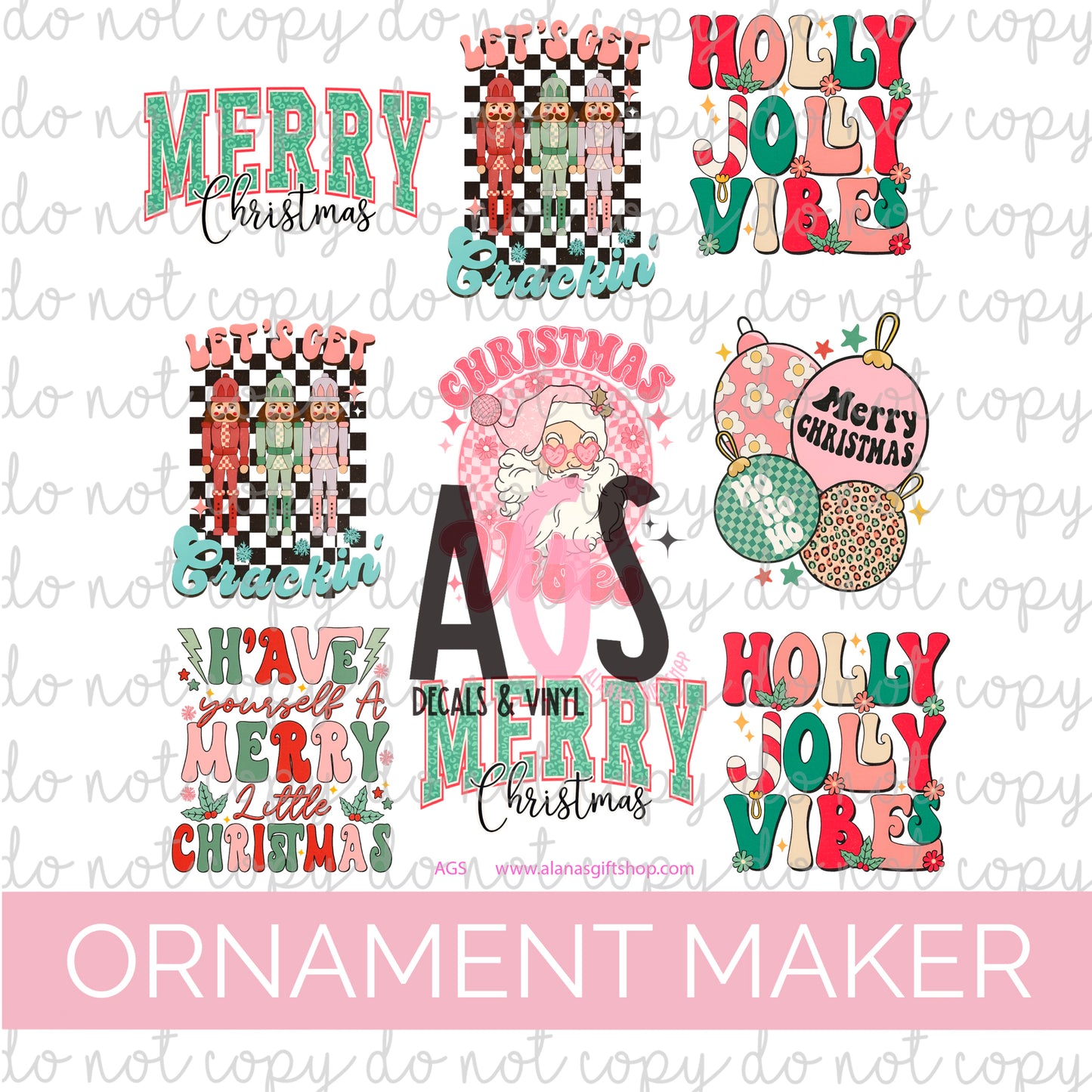 Ornament Maker 7 UVDTF Retro Christmas