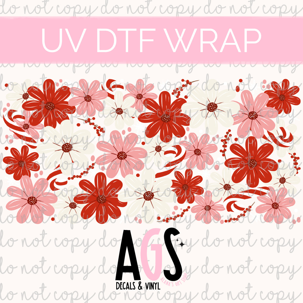 UV DTF WRAP 198 Candycane Floral