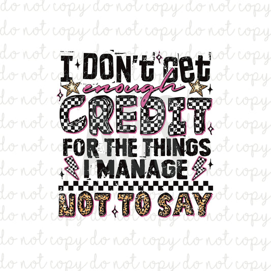 DECAL 110 I Don’t Get Enough Credit