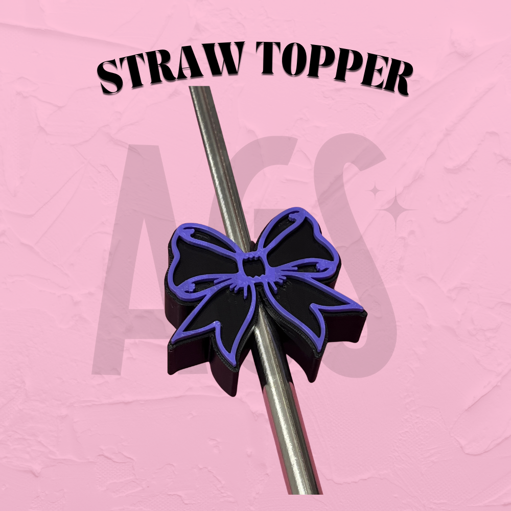 3D Printed Straw Toppers- 001 Black & Purple Heart