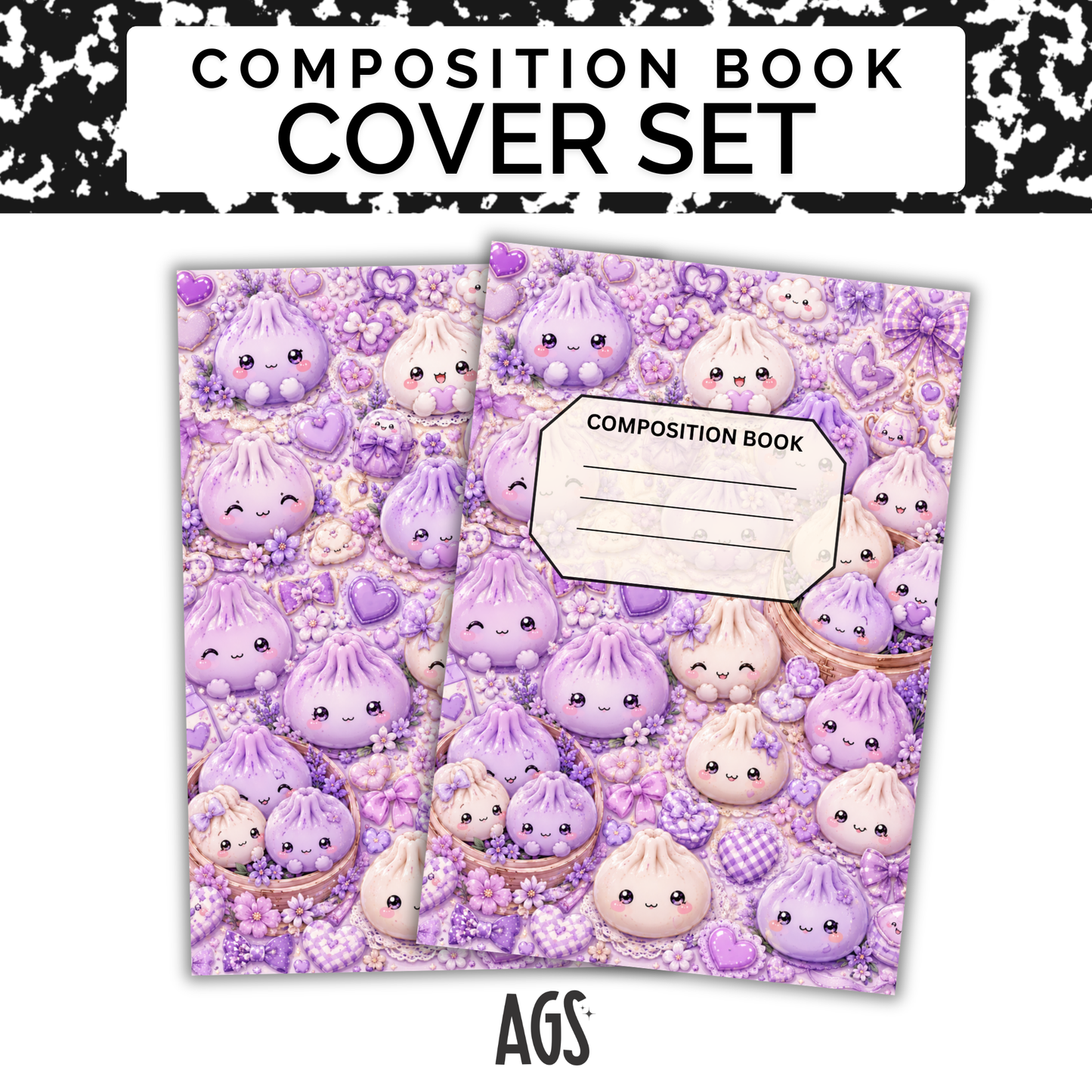 COMPOSITION NOTEBOOK COVER SET - 020 Little Dumplings Lavender