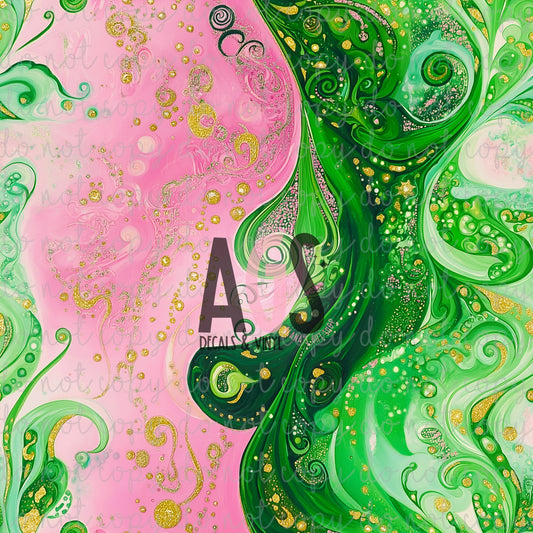 1562 Pink & Green Swirl