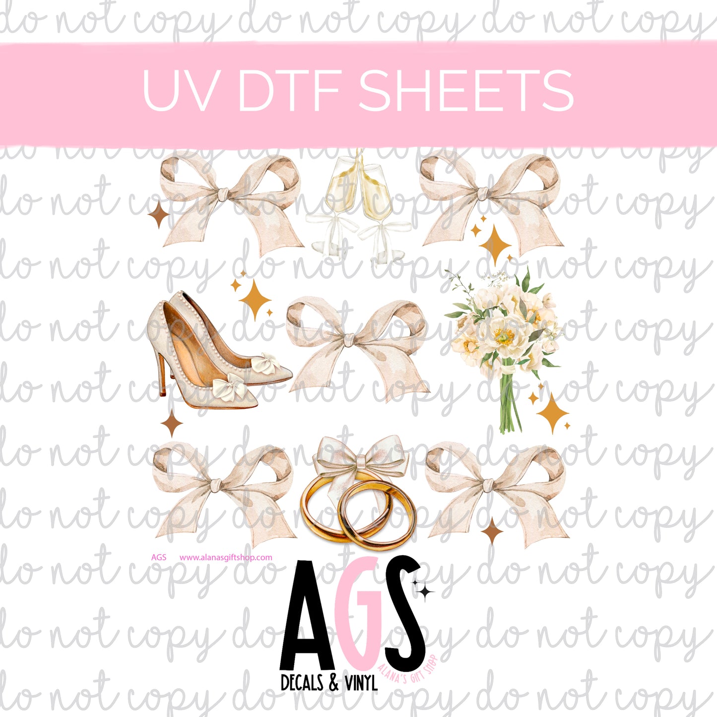 UV DTF SHEET 092 Wedding Bows