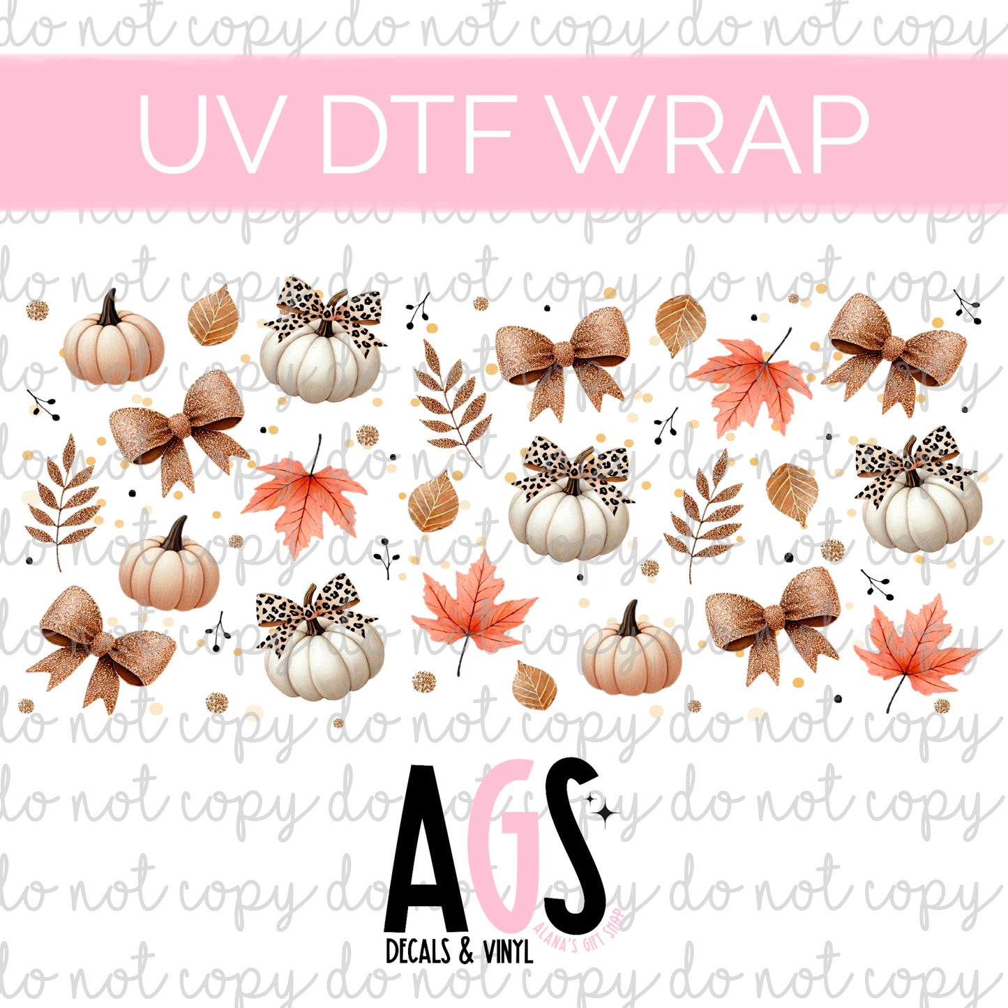 UV DTF WRAP 021 Pumpkin Leaves & Bows