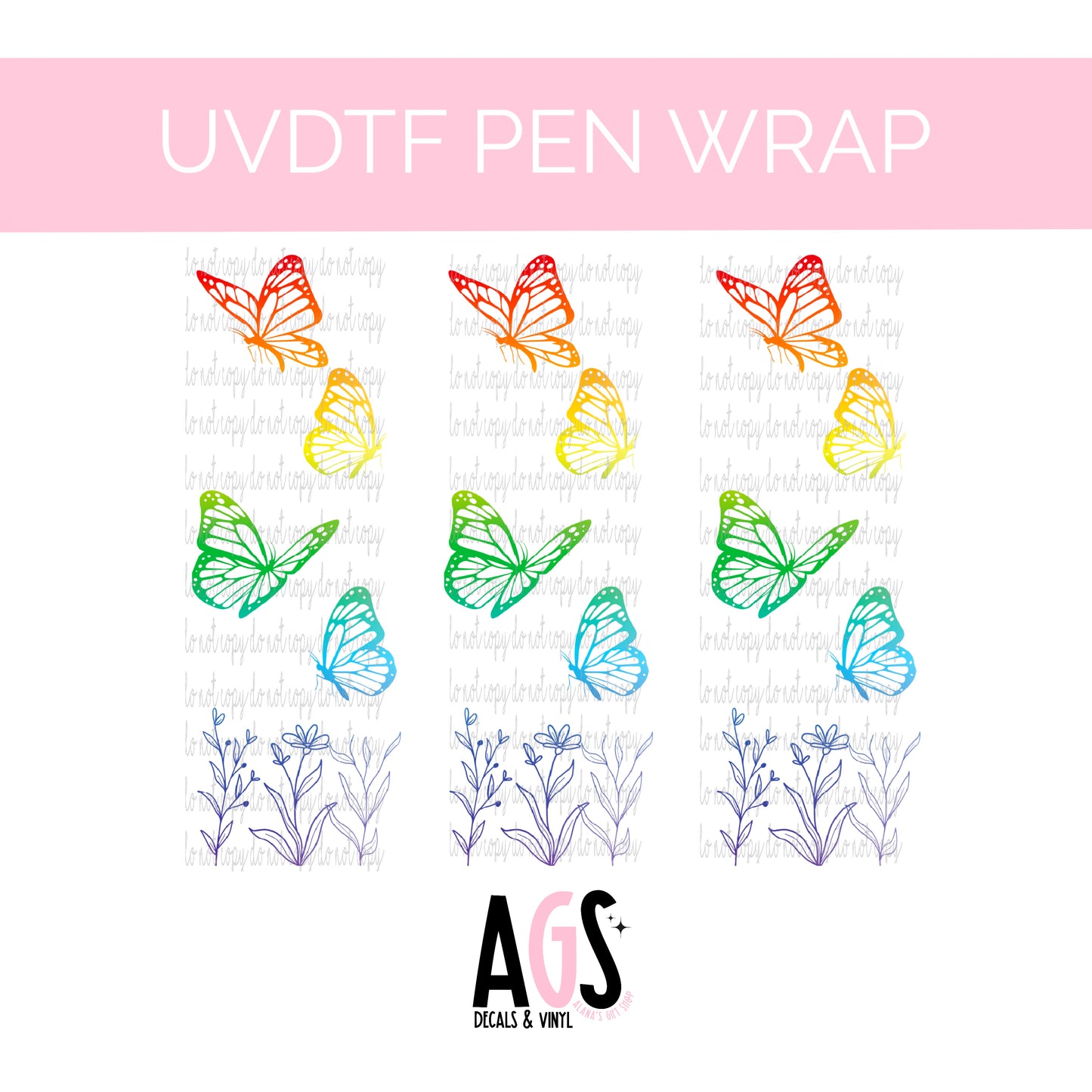 PEN WRAP 022 - Rainbow Butterflies