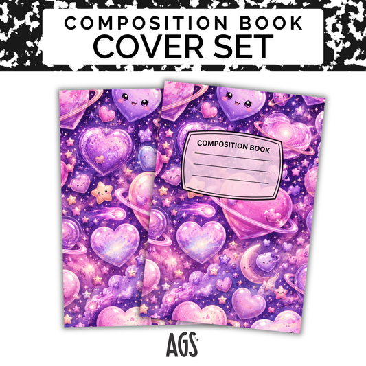 COMPOSITION NOTEBOOK COVER SET - 025 Cosmic Hearts