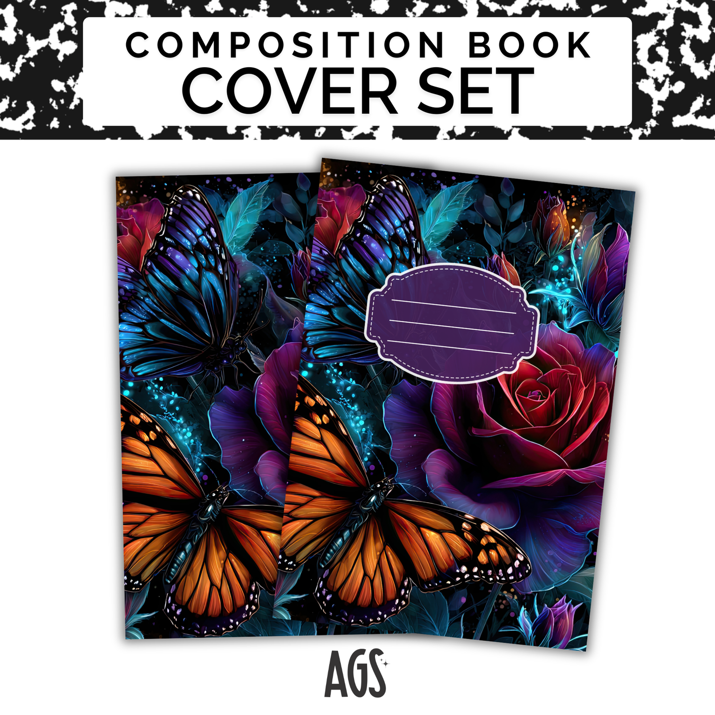 COMPOSITION NOTEBOOK COVER SET - 028 Midnight Monarch