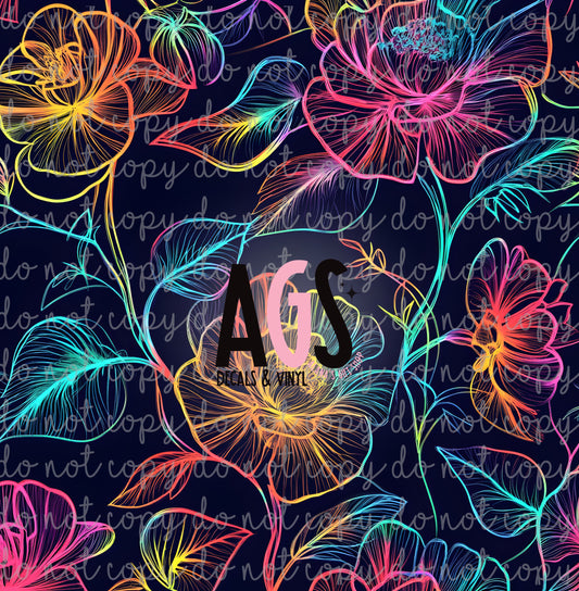 1361 Neon Line Flowers 2