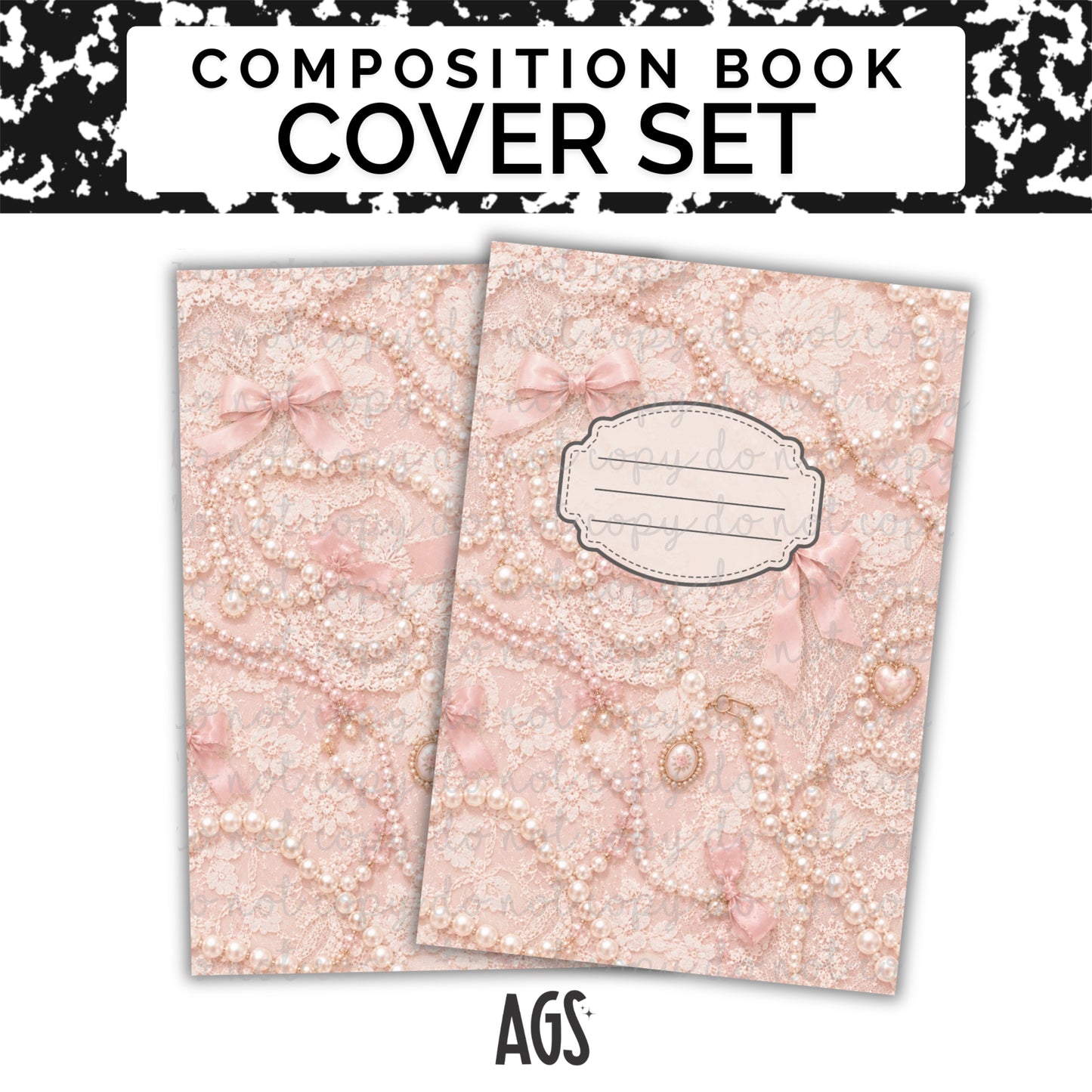 COMPOSITION NOTEBOOK COVER SET - 040 Pink Pearls
