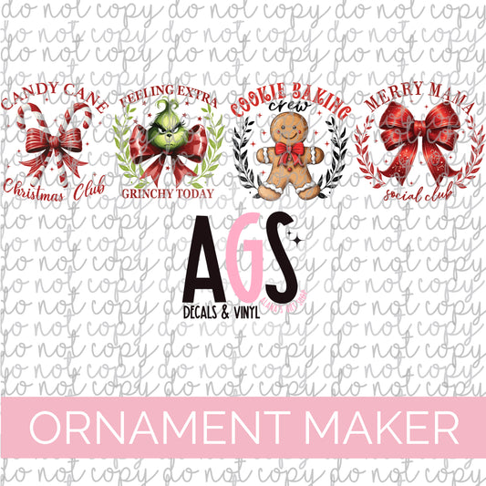 UV DTF WRAP 079 Cutie Character Bows - Ornament Size Decals