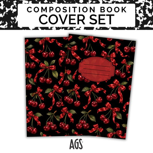 COMPOSITION NOTEBOOK COVER SET - 032 Red Cherries and Bows