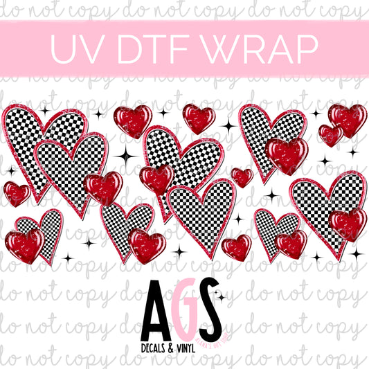 UV DTF WRAP 135 Checker Hearts