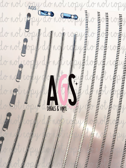 METALLIC UV DTF SHEET 030 Silver Zipper