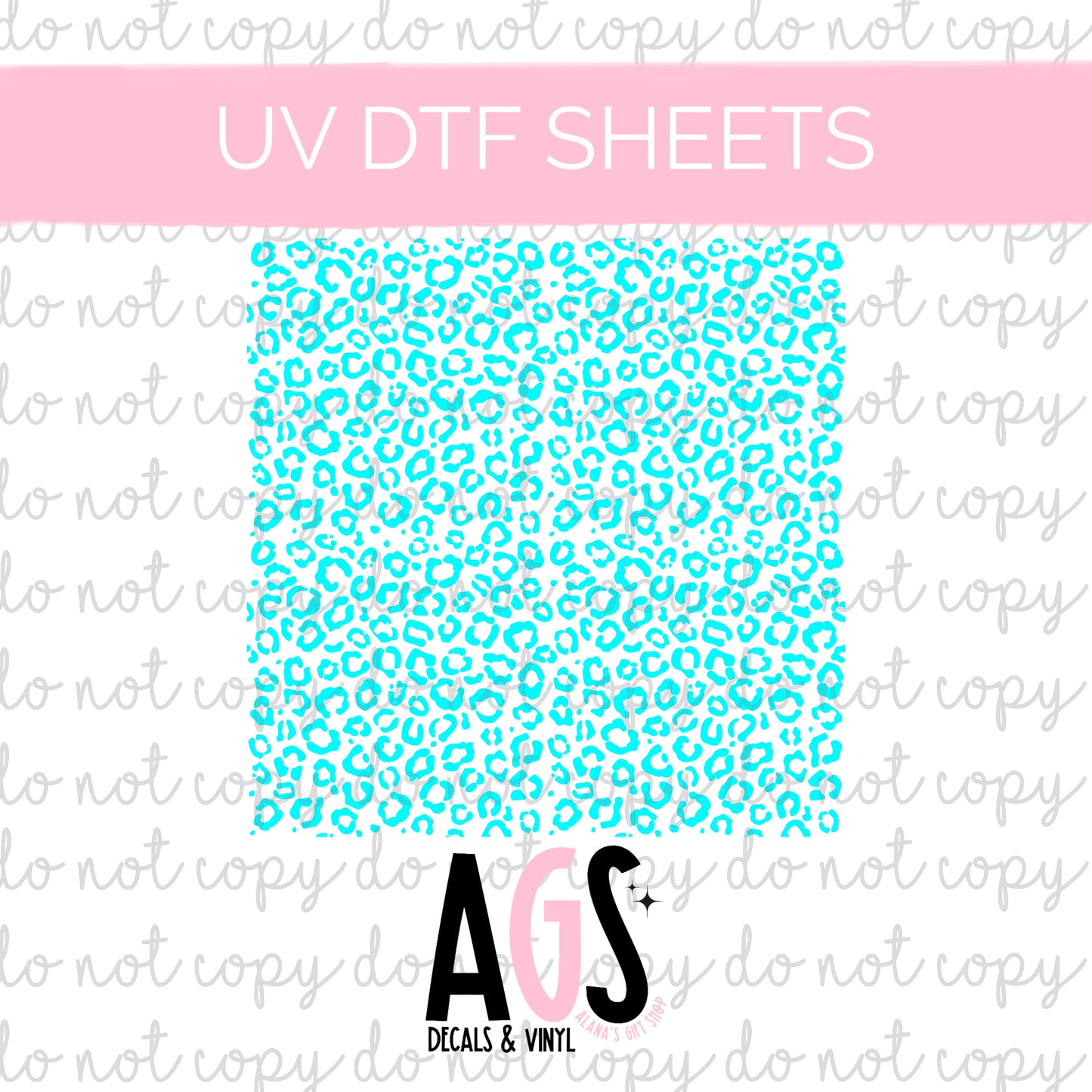 UV DTF SHEET Small Leopard Print Teal