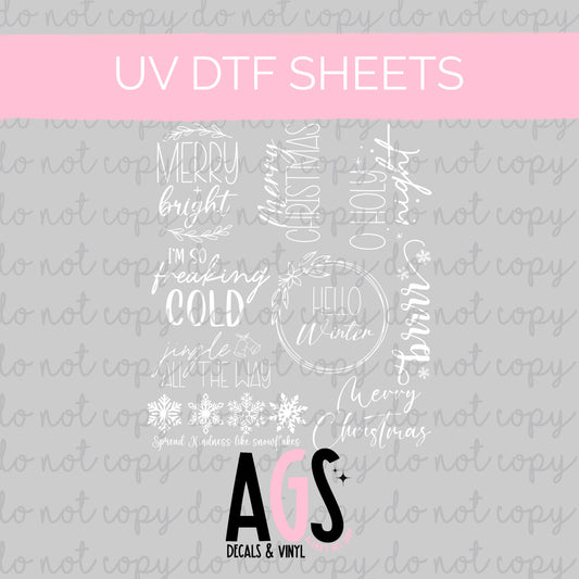 UV DTF SHEET - White Christmas Quotes - September Box