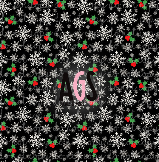 1902 Snowflakes On Black