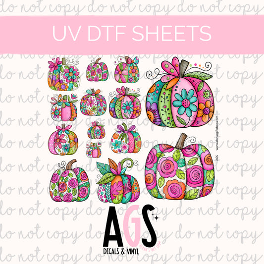 UV DTF SHEET 098 Flower Pumpkins