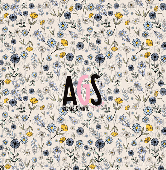 2384 Baby Blue Simple Flowers