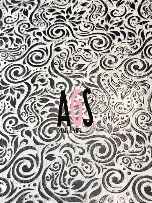 METALLIC UV DTF SHEET 044 Twisted Vines - Silver Metal
