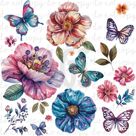 VINYL ELEMENT SHEETS 001 Spring Oil Painted Flowers