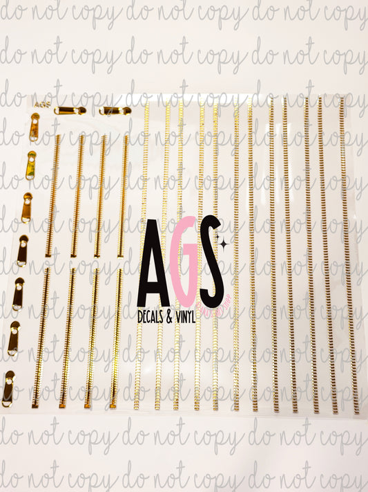 METALLIC UV DTF SHEET 031 Gold Zipper