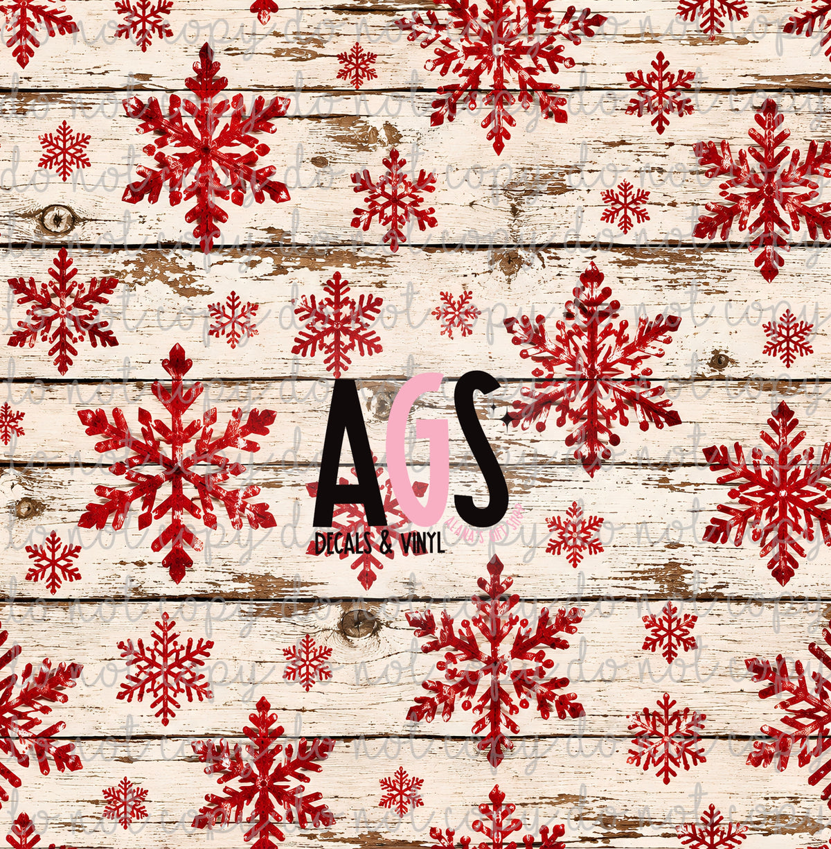 2466 Red Snowflakes Weathered Wood