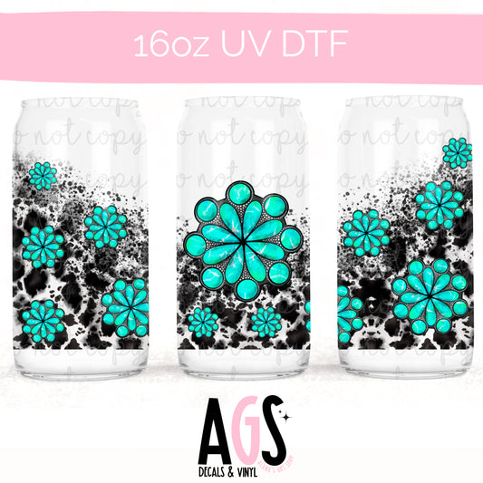 UV DTF- 019 Cowhide Turquoise