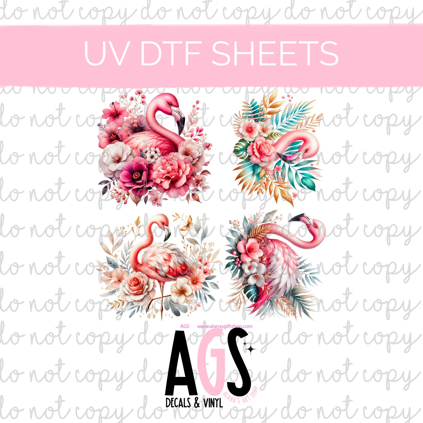 UV DTF SHEET 091 Fabulous Flamingos
