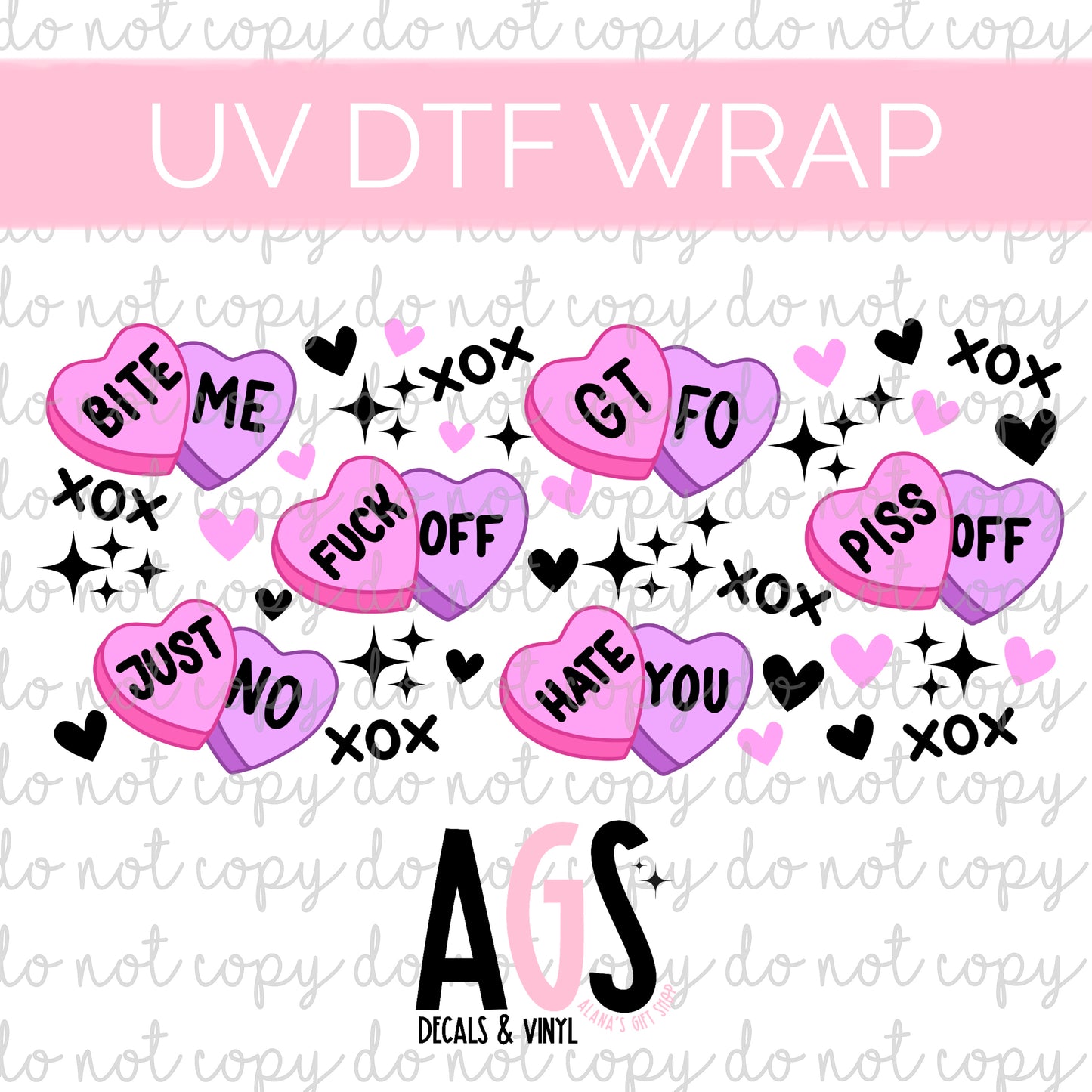 UV DTF WRAP 041 Sweary Conversation Hearts