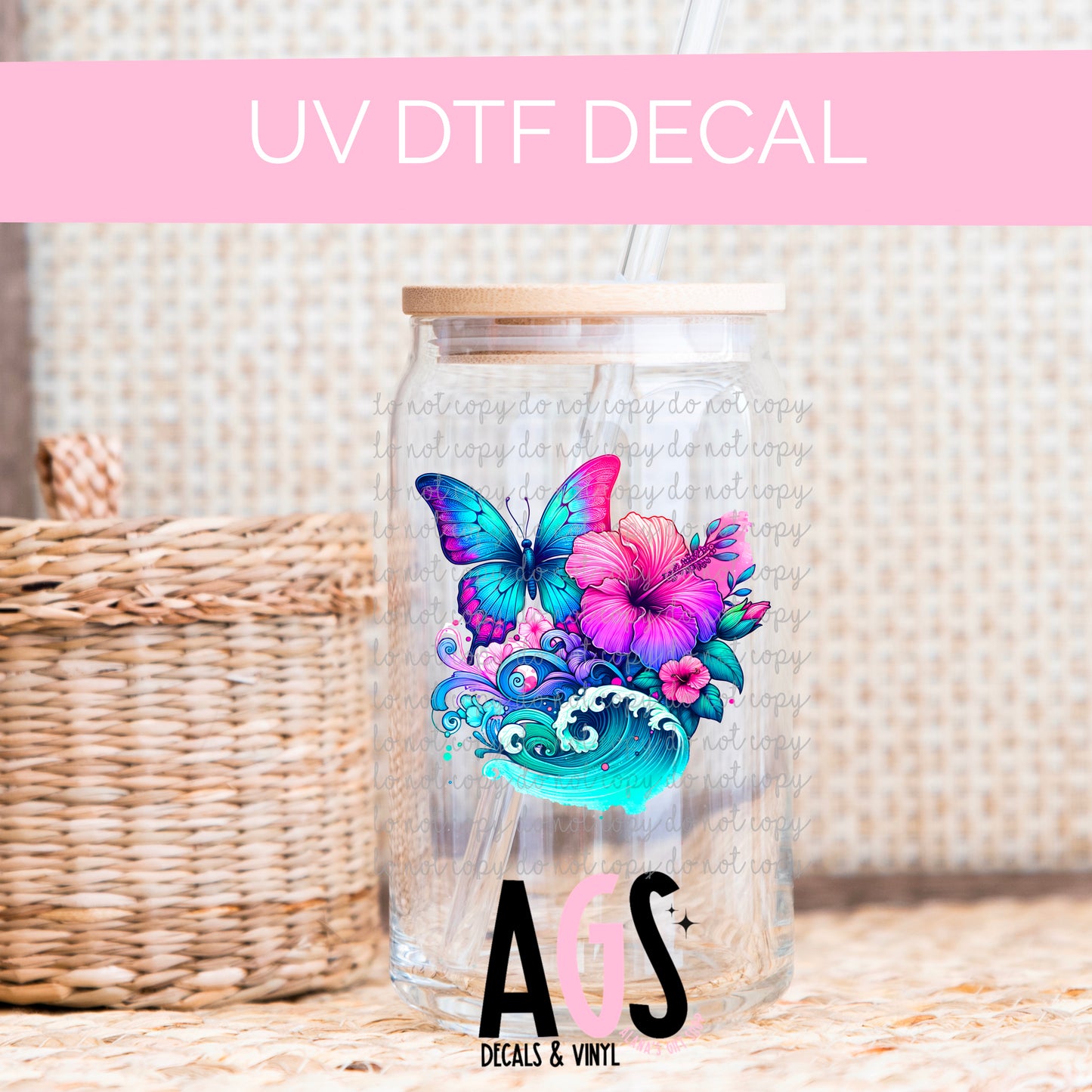 UV DTF DECAL 004 Butterfly Waves