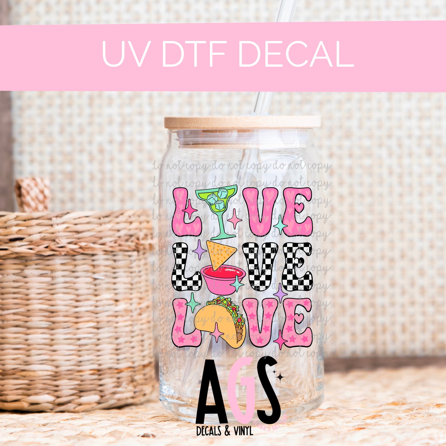 UV DTF DECAL 099 Love Margarita Chips Taco