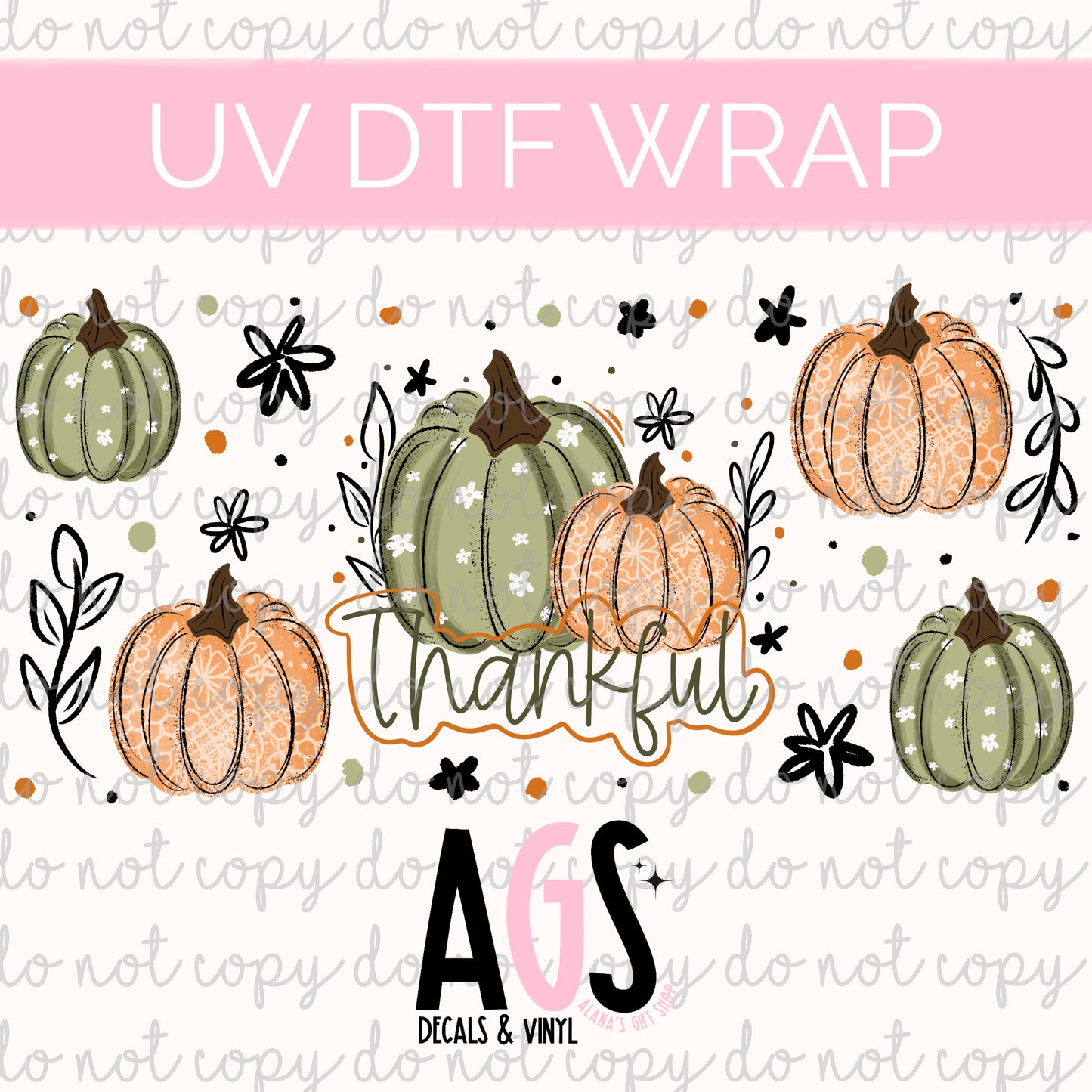 UV DTF WRAP 181 Thankful Pumpkin