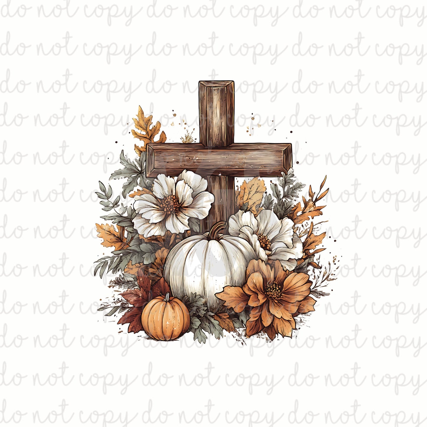DECAL 213  Cross & Pumpkins - Geaux Glitter Curated
