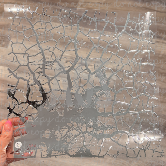 METALLIC UV DTF SHEET 056 Cracking Ground - Silver - June Box