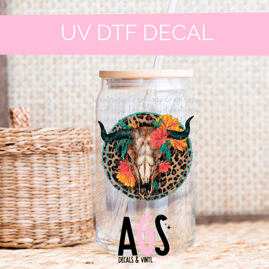 UV DTF DECAL- 002 Bull Floral