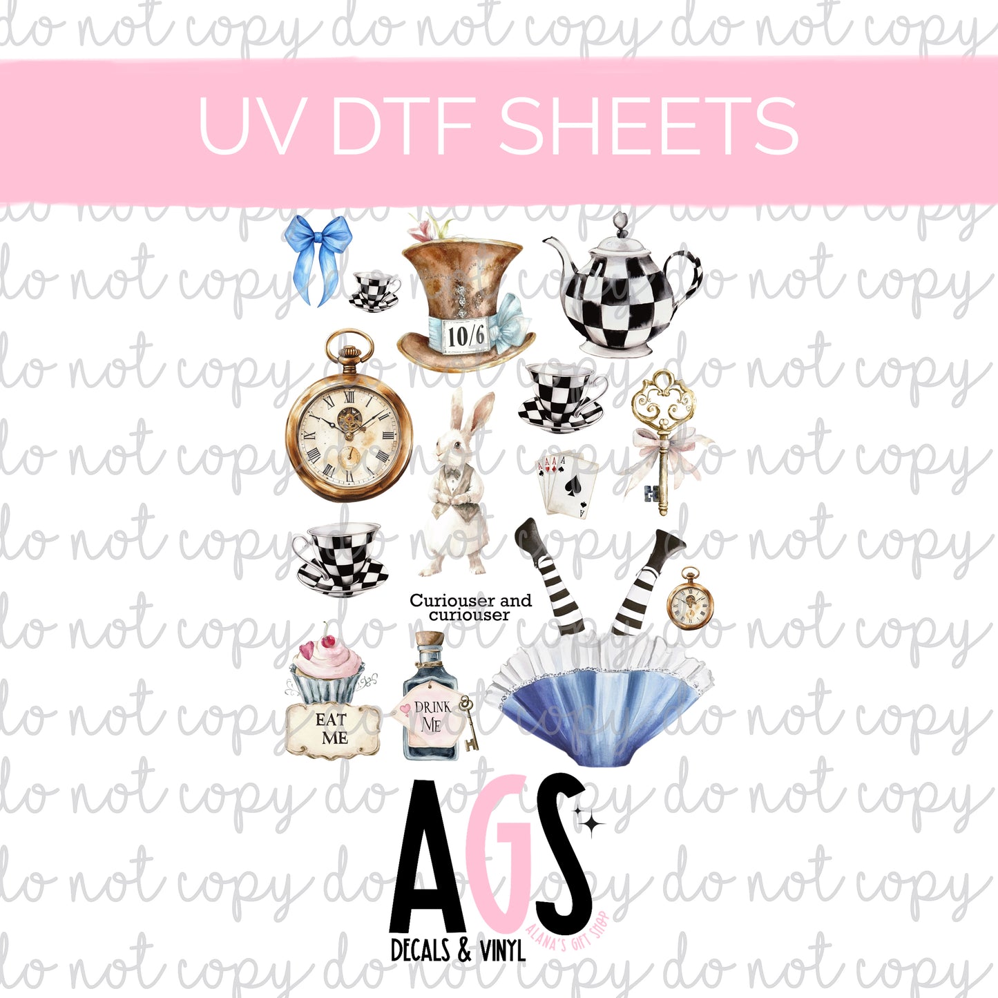 UV DTF SHEET 027 Curiouser & Curiouser